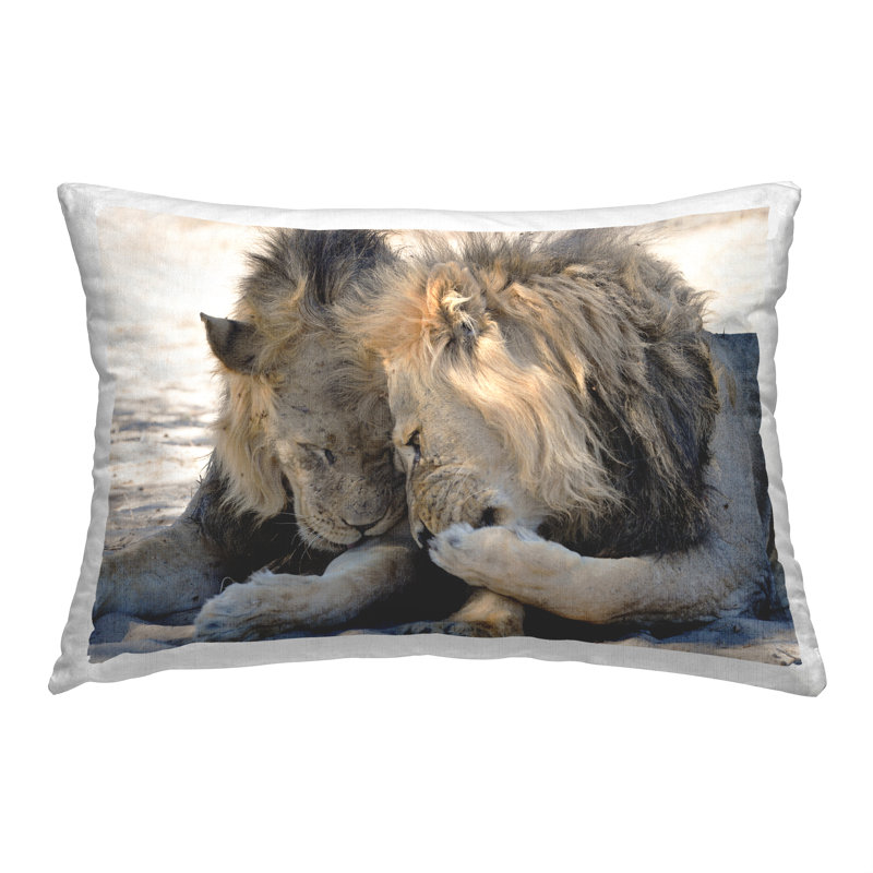 Coussin décoratif "Funny Gossiping Lions" par Bernhard Esterer