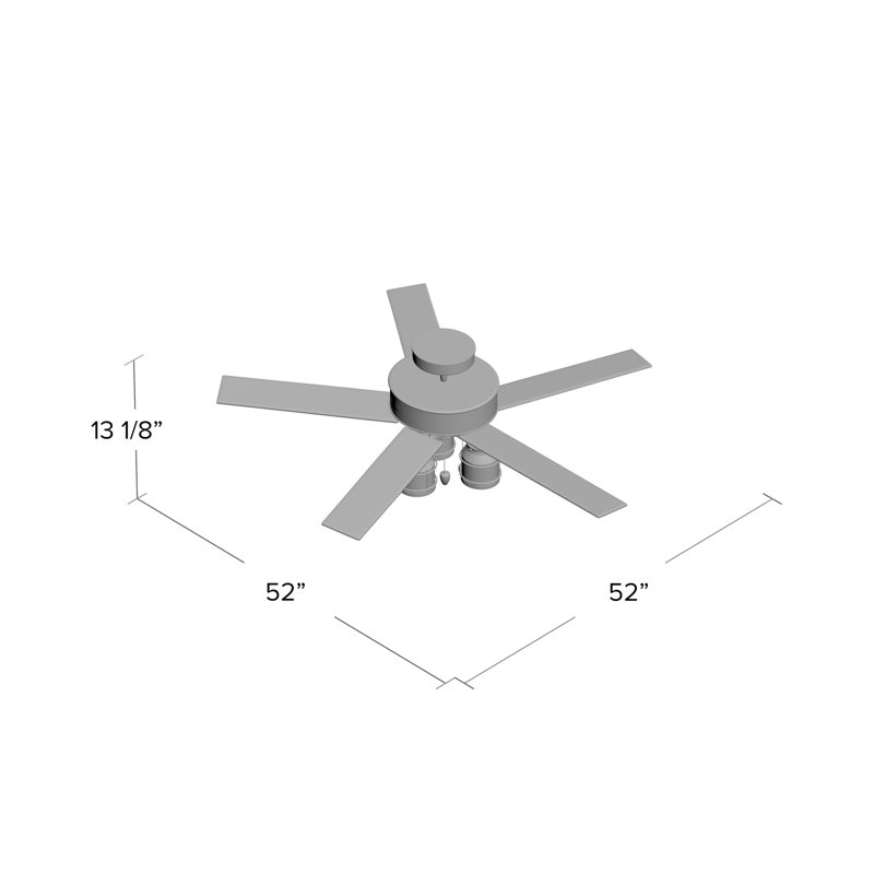 52" Vista 5 - Blade Standard Ceiling Fan with Pull Chain and Light Kit Included