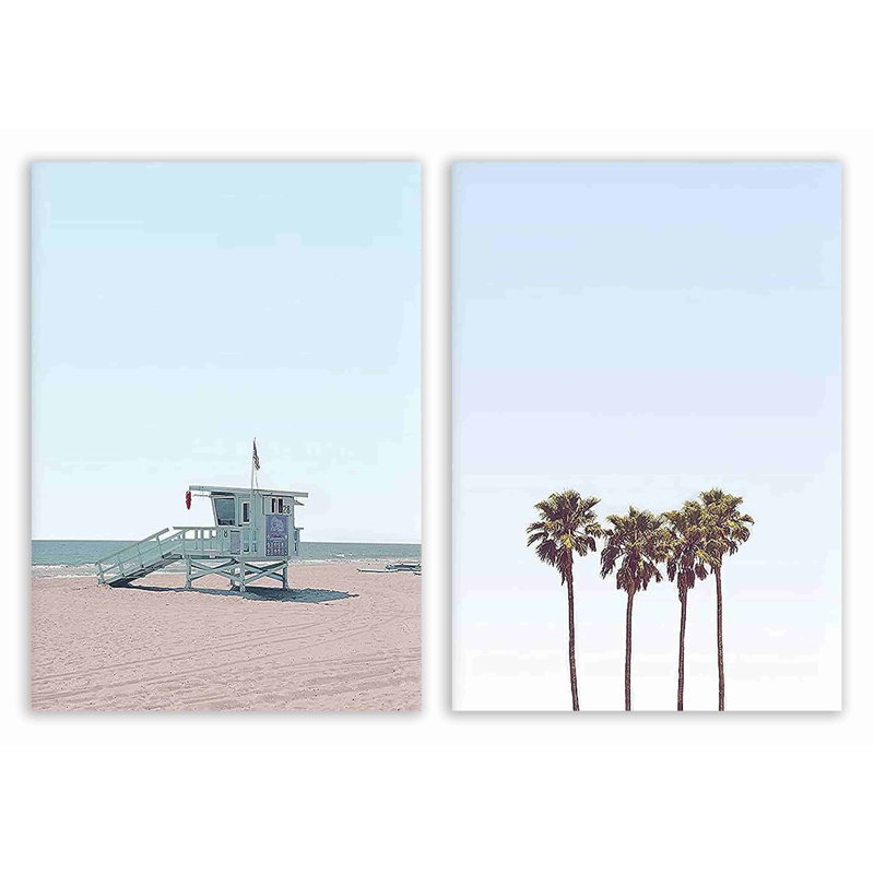 Beecher Beachside Retreat On Beach On Canvas, reproduction de 2 pièces, H 24 po x l 32 po x P 1,5 po