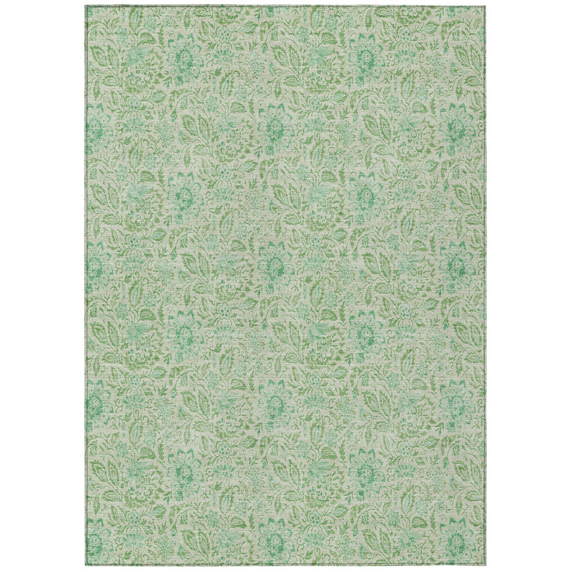 Washable Floral Indoor / Outdoor Rug, Rectangle 3' x 5'