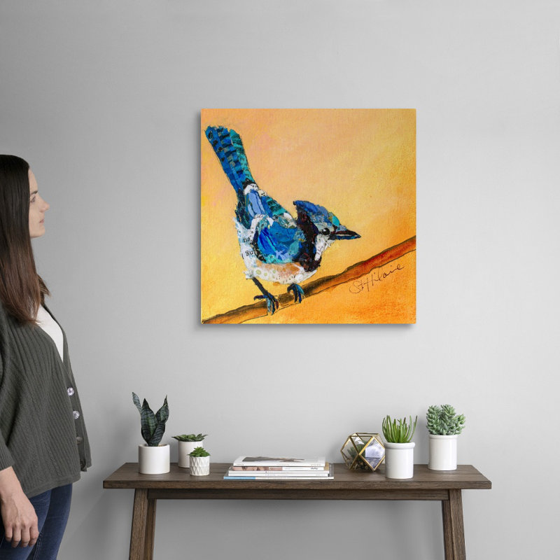 " Blue Jay Blessing " by Elizabeth St. Hilaire Painting Print, Wrapped Canvas, 24" H x 24" W x 1.25" D