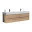Meuble-lavabo moderne en chêne avec lavabo à quartz, rangement spacieux et design épuré