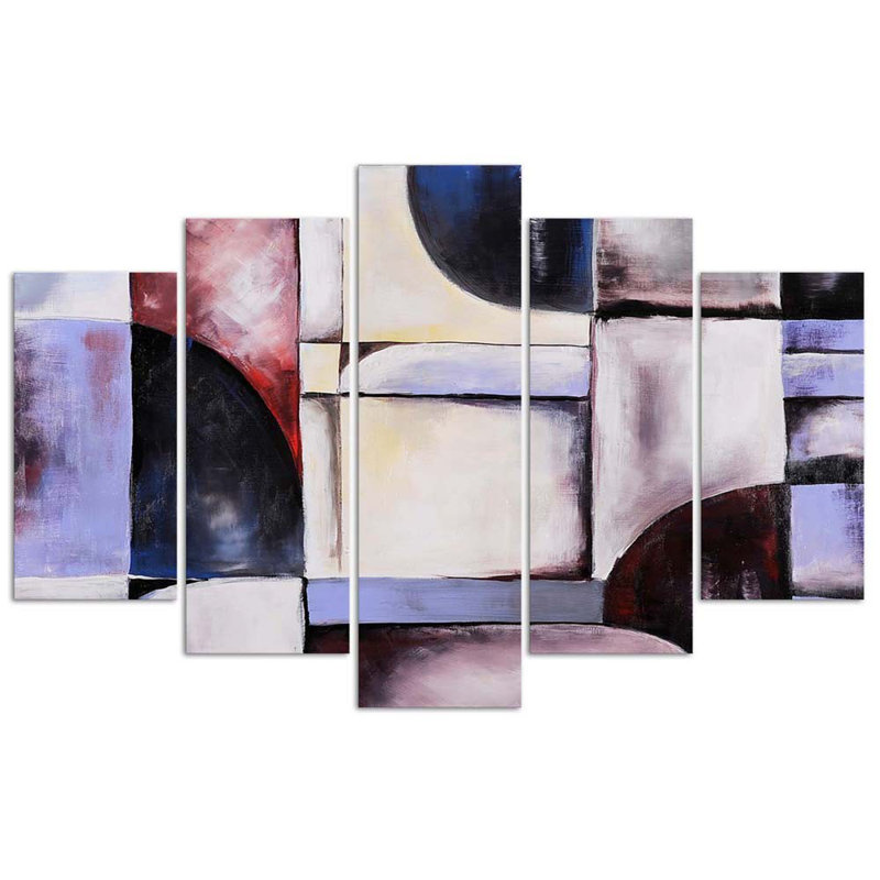 Violet Abstraction - 5 Piece Wrapped Canvas Print, 100cm H x 150cm W