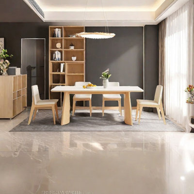 Ash Wood Slate Dining Table