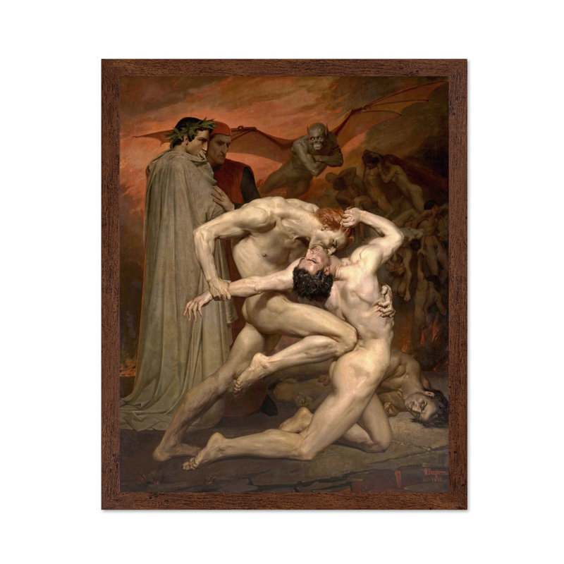 Dante and Virgil In Hell, Poster, 08"H x 10"W, Brown Framed