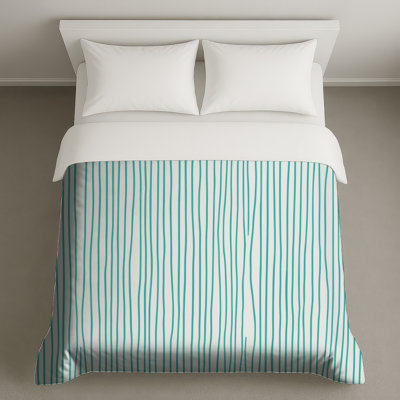 Housses de couette à rayures verticales turquoise