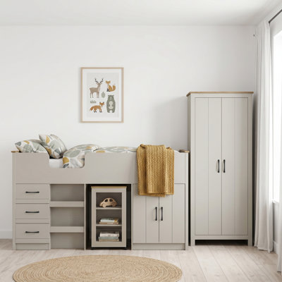 Limestone Kids Midsleeper With Wardrobe Bedroom Set