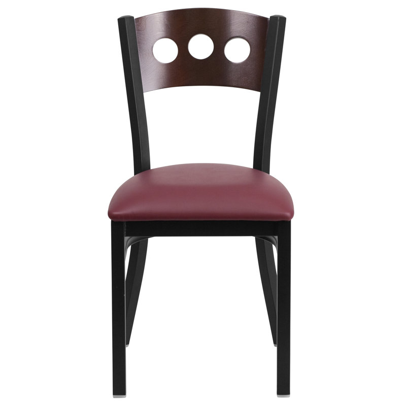 Jyun Decorative 3 Circle Back Metal Restaurant Chair, Burgundy