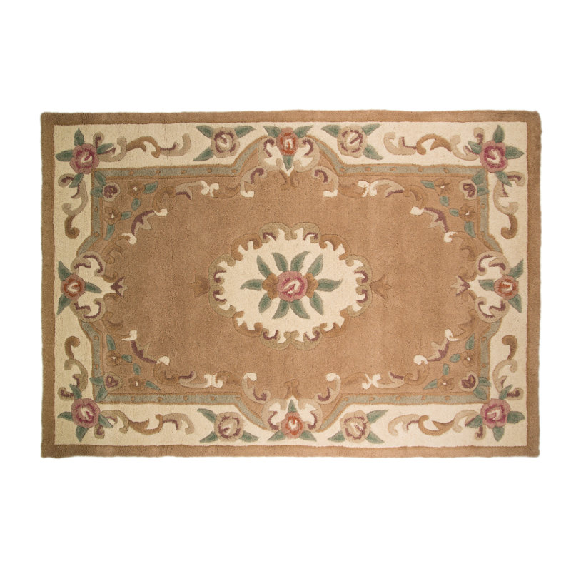 Tapis de surface beige en laine touffeté à la main Strouse