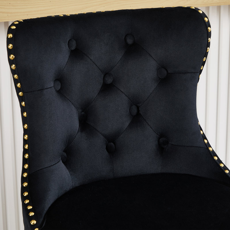 Ensemble de 1 tabouret pivotant à hauteur réglable avec structure en métal, Noir