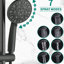 Douche noire mate avec barre coulissante en acier inoxydable, 2 têtes, 7 modèles de jet, débit de 1,8 gallon par minute, réglages du système à double tête anti-rayures, option murale