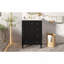 Ce meuble-lavabo noir de 24 pouces avec lavabo en céramique intégré comprend une tablette à double couche, des tiroirs à fermeture en douceur et une porte d'armoire à fermeture en douceur.