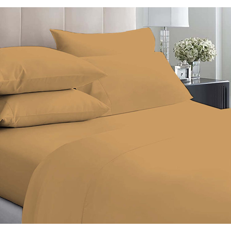 6-Piece Premium Deep Pockets Microfiber Sheet Set, Full, Gold