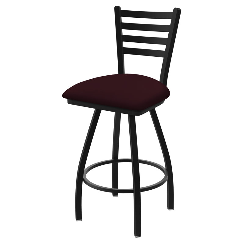 Tabouret de bar pivotant de 36" Evers, Noir froissé, Vinyle - bordeaux Canter, Extra Tall (36” Seat Height)