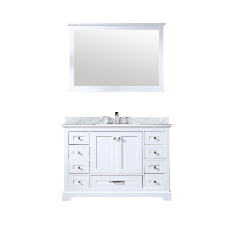 Dukes 48" White Marble Top Vanity with Mirror and Faucet