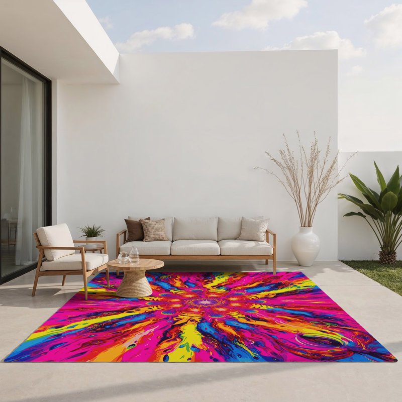 Tapis intérieur et extérieur Trance Blaze, Rectangle 1'6" x 2'6"