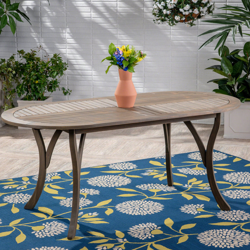 Table de salle à manger en bois 70 po - Design gris moderne pour patio avec mobilier élégant