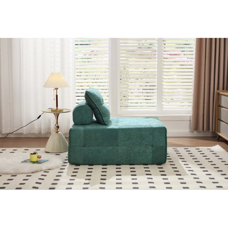 Canapé modulaire à assise profonde avec dossier réglable et tissu chenille sans assemblage, Chenille verte