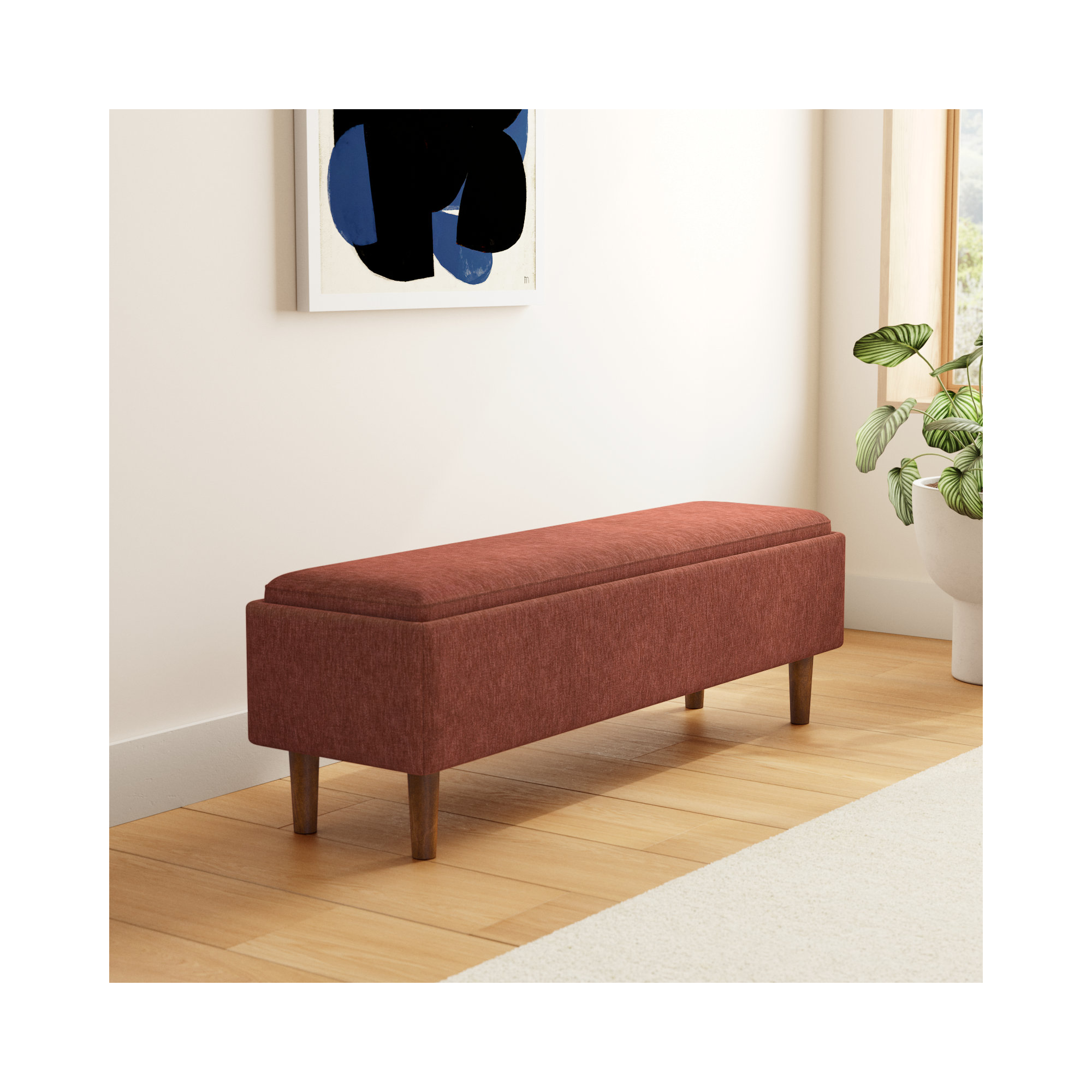 Rama Storage Bench, Honeycomb Caramel Chenille