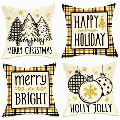 Holiday Blessing Decorative Pillow Covers Set - Throw Pillow Covers for Home Sofa - Set of 4 Gift Decorations