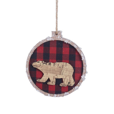 4'' Plaid Wood Animals Hanging Figurine Ornament