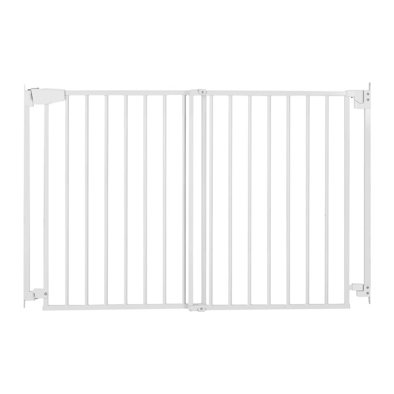 White Adjustable Baby and Pet Gate for Stairs and Doorways, 31-48 Inch Width, 30 Inch Height, No Bottom Bar Design with Hardware Kit