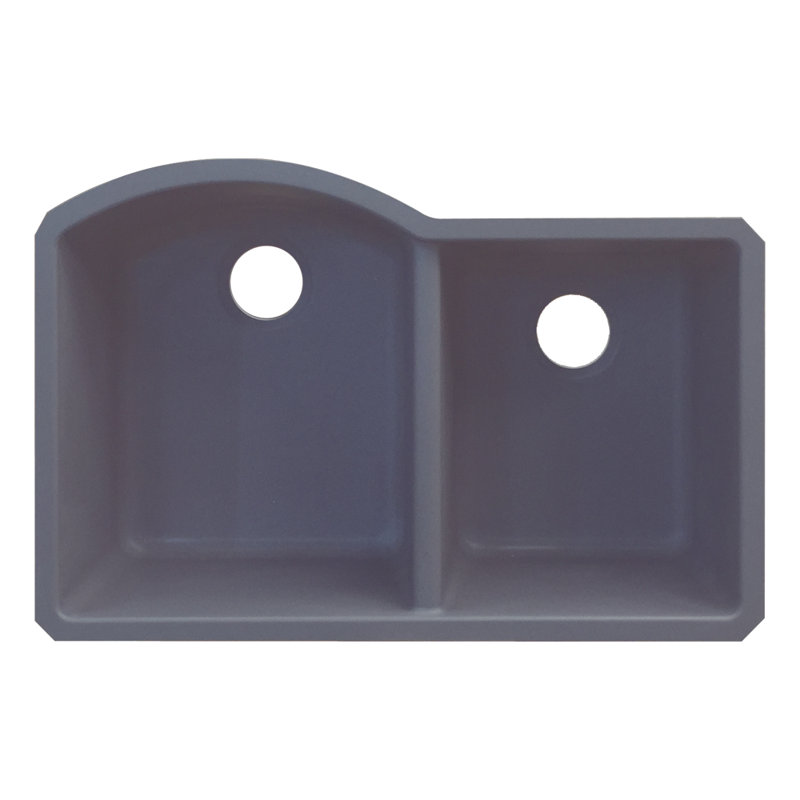 Aversa 31.75'' L Double Bowl Kitchen Sink, Grey