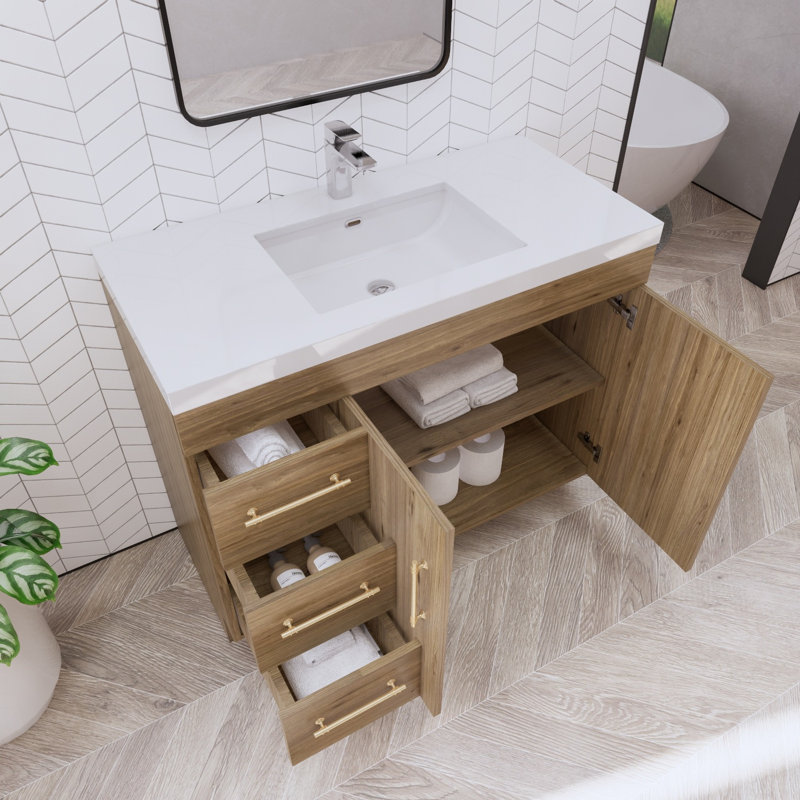 Meuble-lavabo simple l 42 po Spring, Chêne naturel