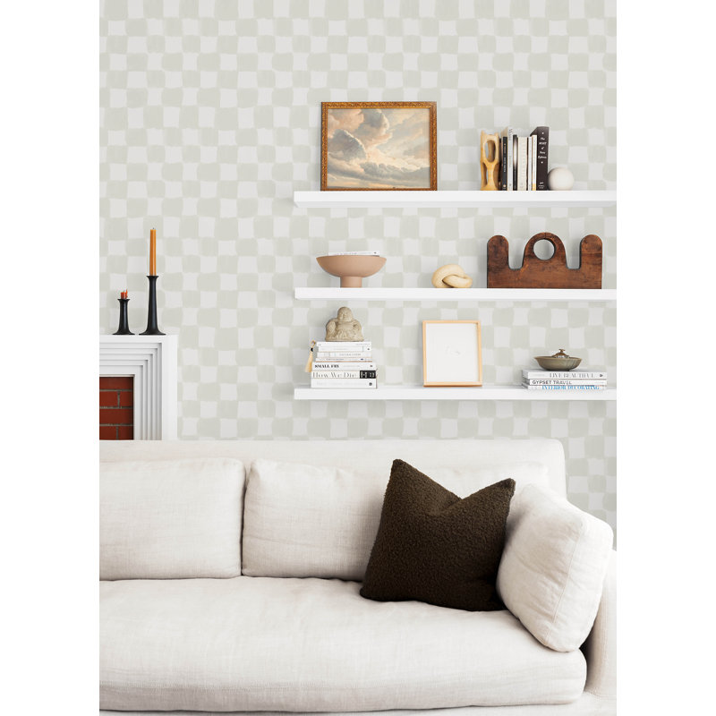 Rouleau de papier peint autocollant L 20,5 pi x l 18 po, Crème