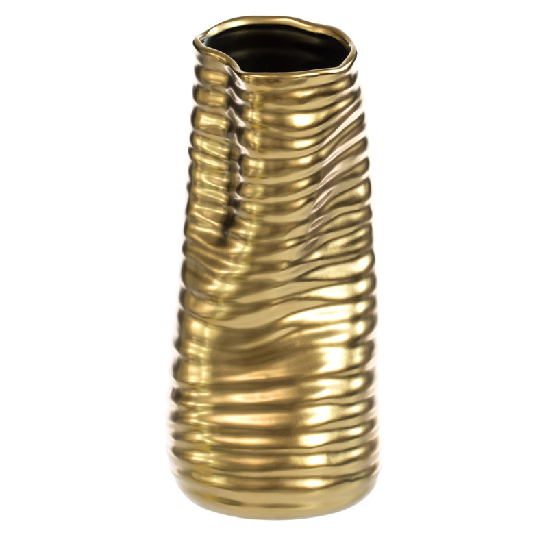 Gold 9-Inch Ceramic Melted Sculpture Table Vase