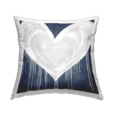 Navy & White Heart Shape Printed Throw Pillow Design By Lindsay Rodgers