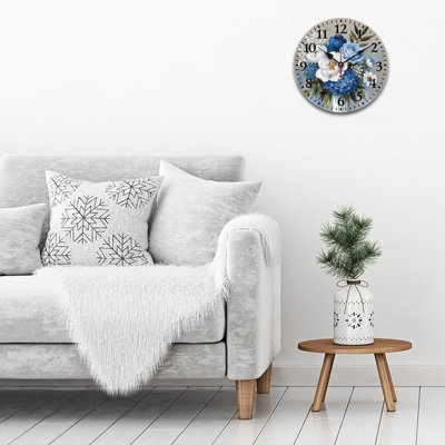 Décoration murale horloge ronde blanche à motif floral, 12 pouces x 12, pour hall d'invités et salle de lecture