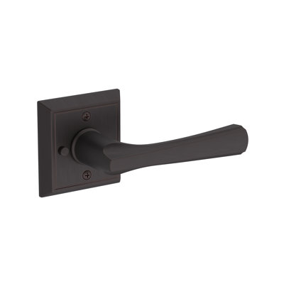 Wyndcliff Privacy Lever with Chamfered Square Rose in Lifetime (PVD) Polished Brass