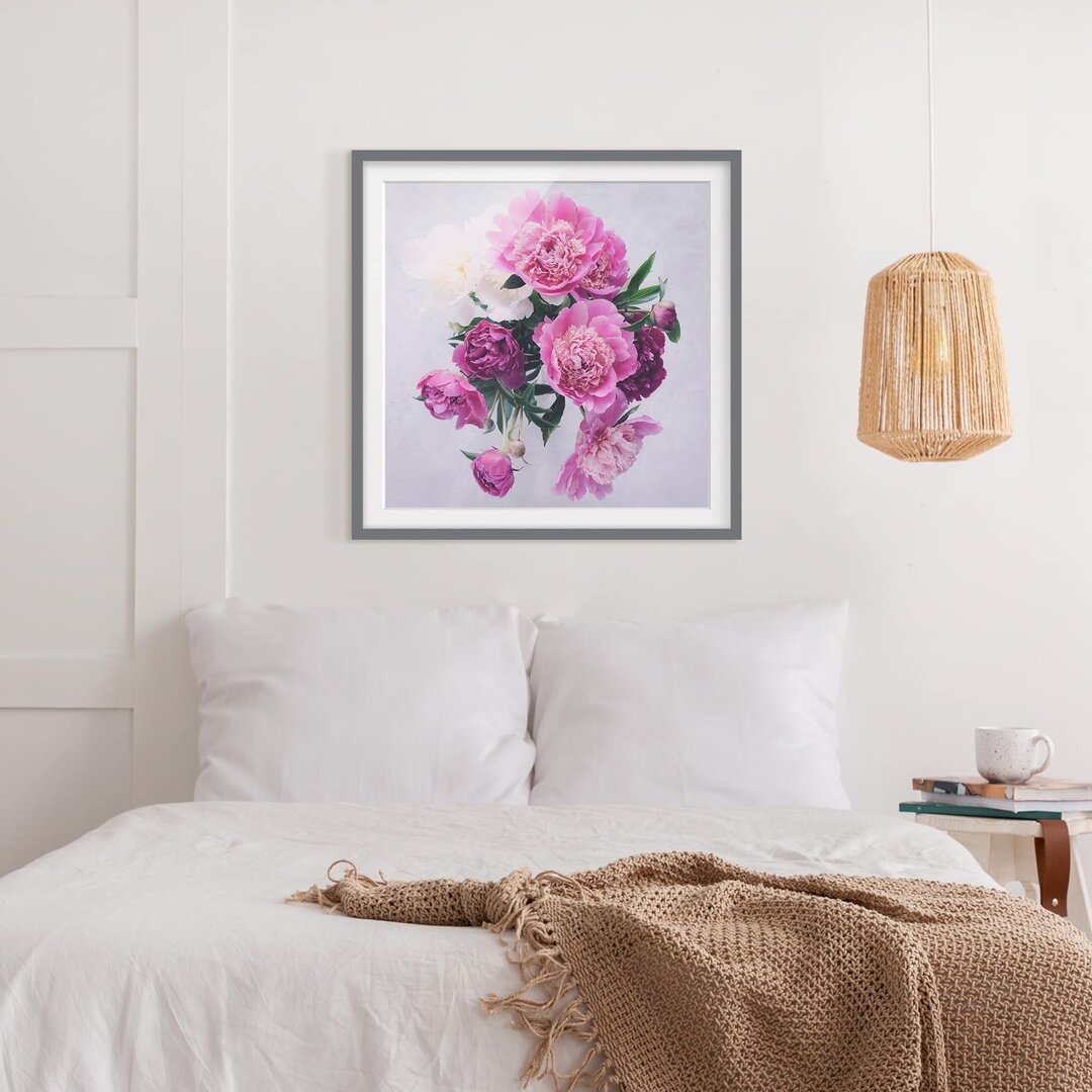 Gerahmter Grafikdruck Peonies Shabby Pink White