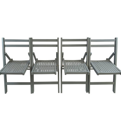 Of 4 Folding Chairs - Gray Solid Wood, And Long-Lasting, For Indoor & Outdoor, 220 Lbs Weight Restriction Wood Gray, 23.8 Lb Weight, Portable