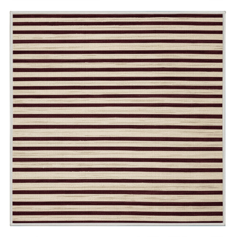Tapis beige à rayures horizontales lavable à la machine, Carré 3 pi