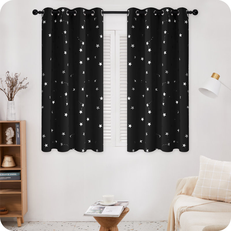 Raimah Blackout Curtain Pair, Black, 66cm Width x 138cm Drop