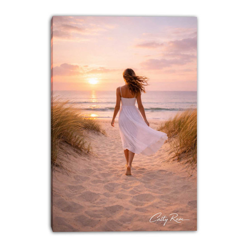 Coucher de soleil sur toile tendue, L 12 po x H 16 po x P 1 po