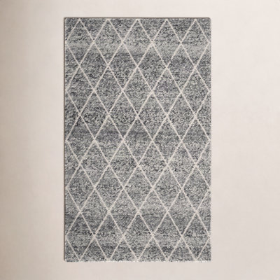 Russo Ivory Black Hand-Woven Geometric Wool Rug