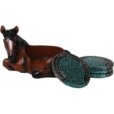 Ensemble de dessous-de-plat rustique brun et cheval