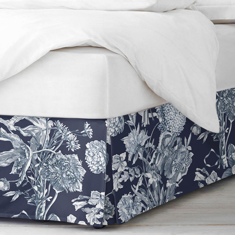 Alexandria Indigo Cotton Bedskirt, Twin, 15"