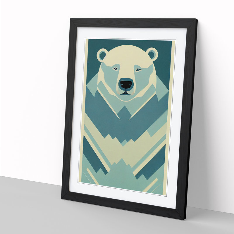 FRM-V0523-1881X Polar Bear Art Deco Vol.2 - Picture Frame Print, Black, 64cm H x 46cm W x 2cm D
