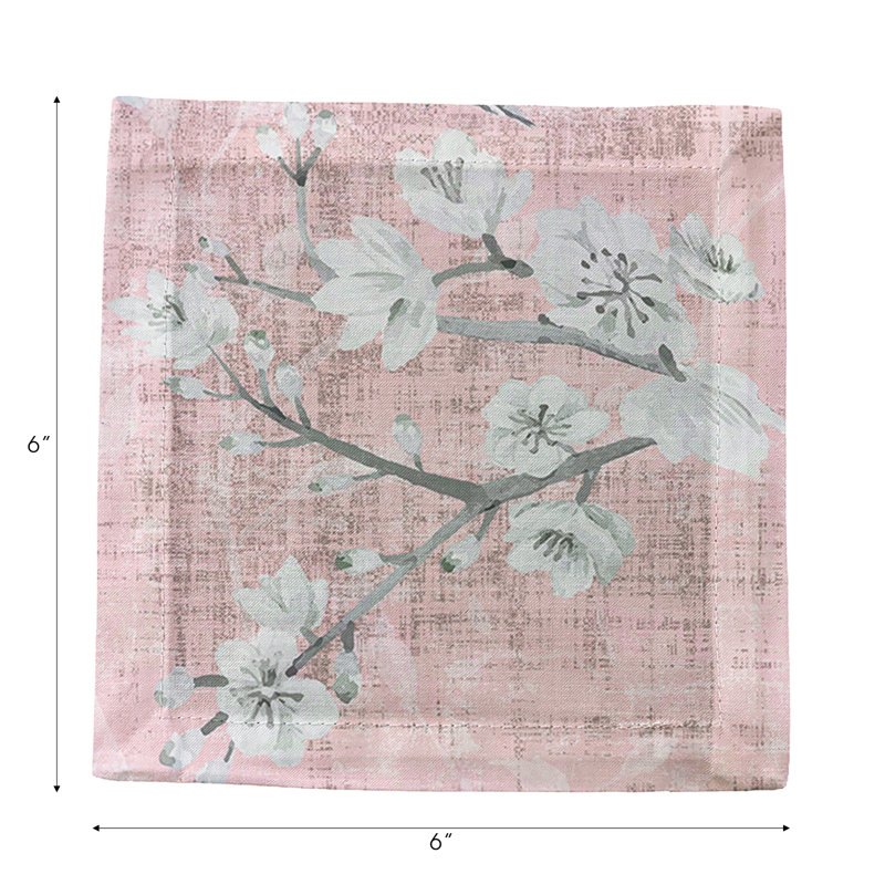Blossom Fantasia Cotton Sateen Cocktail Napkins, Soft Pink