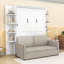 Grand lit escamotable avec canapé et tablettes de rangement-575553283