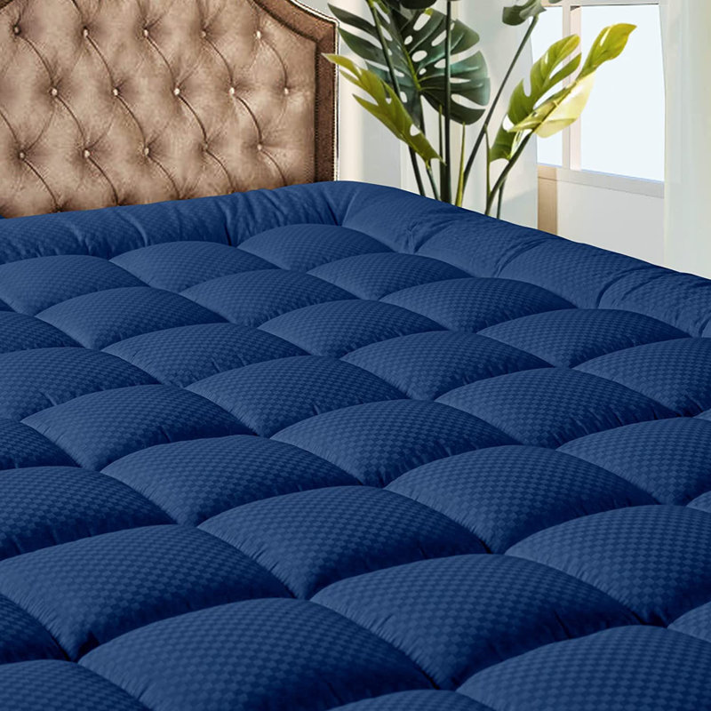 Jermyn California King 3'' Mattress Topper, Full, Navy Blue