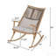 Chaise berçante d'extérieur - Structure en fer robuste au fini érable, dossier en rotin gris et coussin gris clair