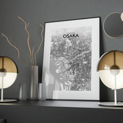 Osaka City Map In Tones - No Frame Print