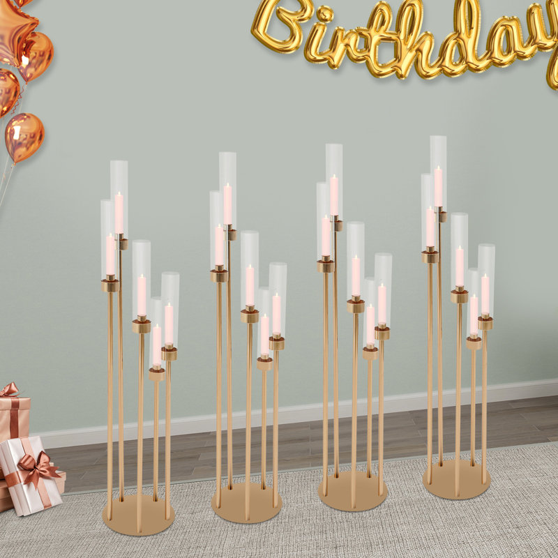 5-Arm Candle Holder Set Of 4, Gold