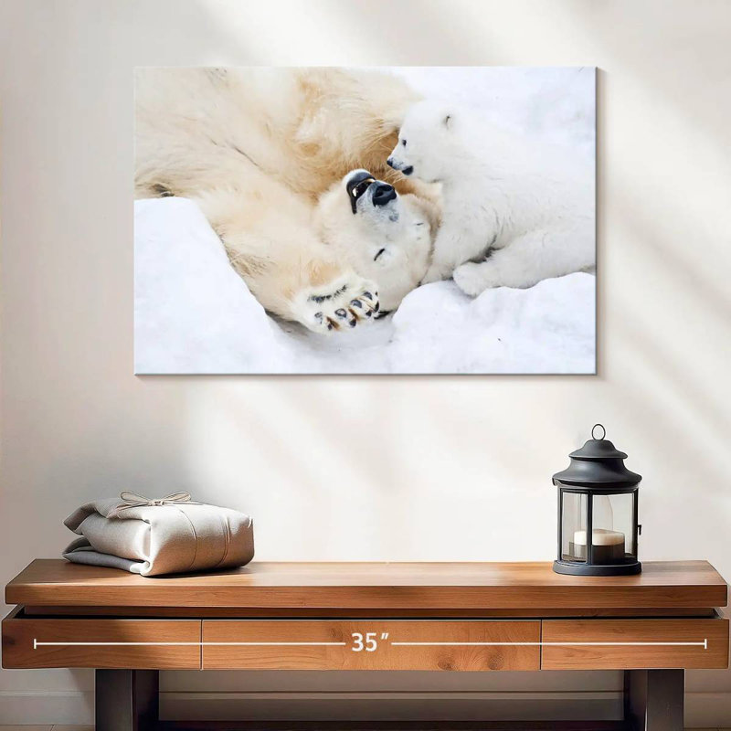 Brampt Polar Bear With Her Cub, 16" H x 24" W