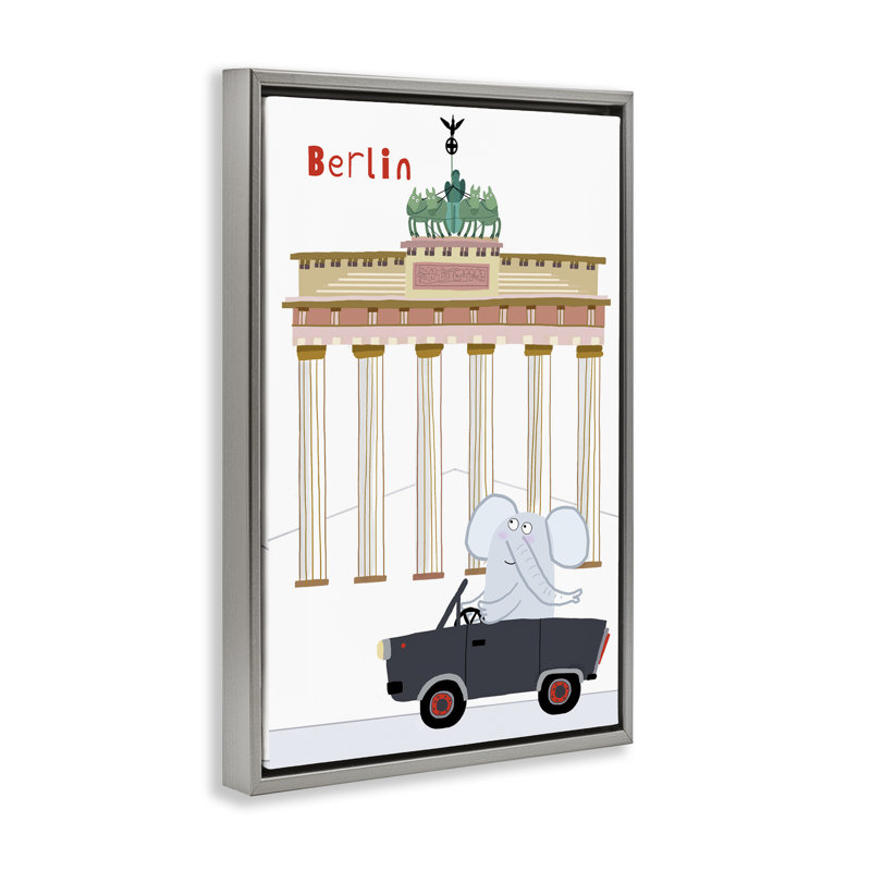 Cadre flottant Elephant & Berlin Architecture, design par Carla Daly, Cadre flottant gris lustré, H 25 po x l 17 po